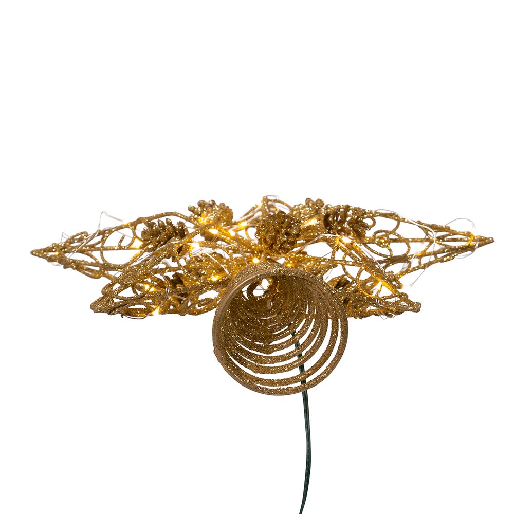 30-Light Warm White Fairy LED Gold Star Treetop - 11.5 Inch