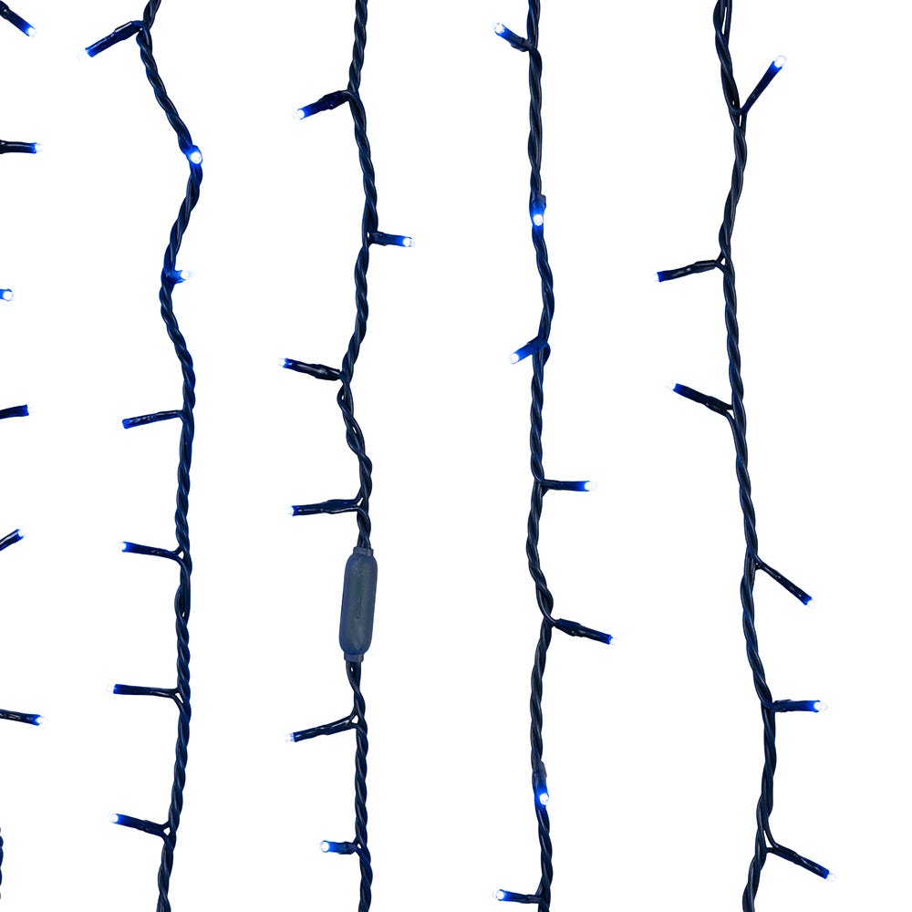 300-Light 3MM Blue LED Green Wire Jingle Bright Light Set - 50 Feet Long