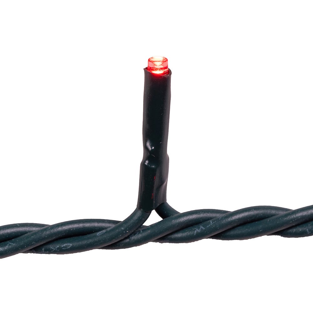 300-Light 3MM Red LED Green Wire Jingle Bright Light Set - 50 Feet