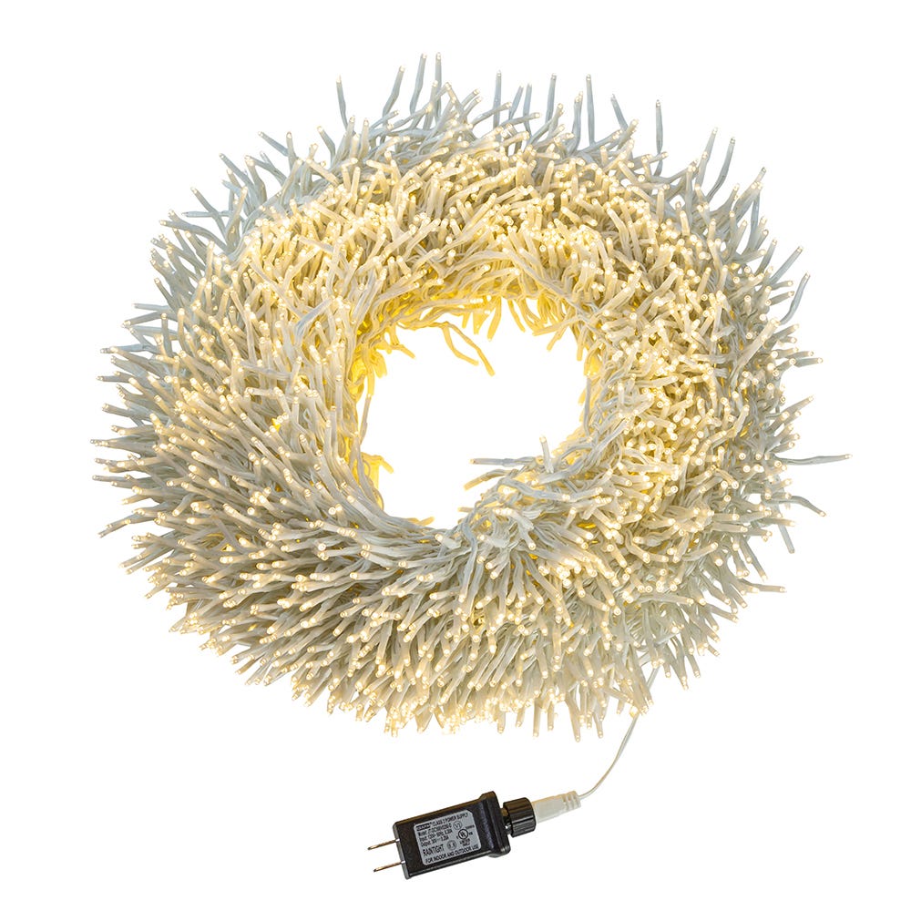 3000-Light Warm White LED White Wire Cluster Garland