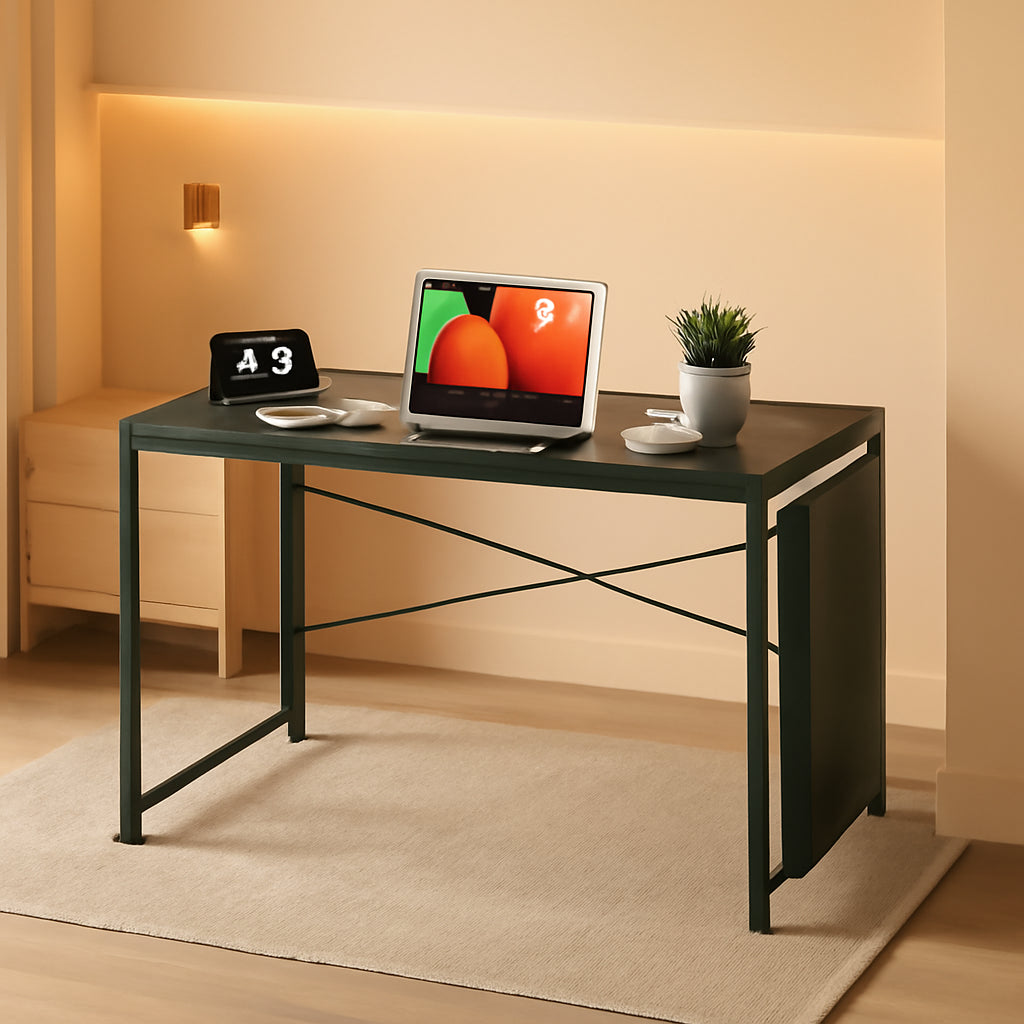31.5 Inch Compact Folding Desk Black Wood Computer Desk