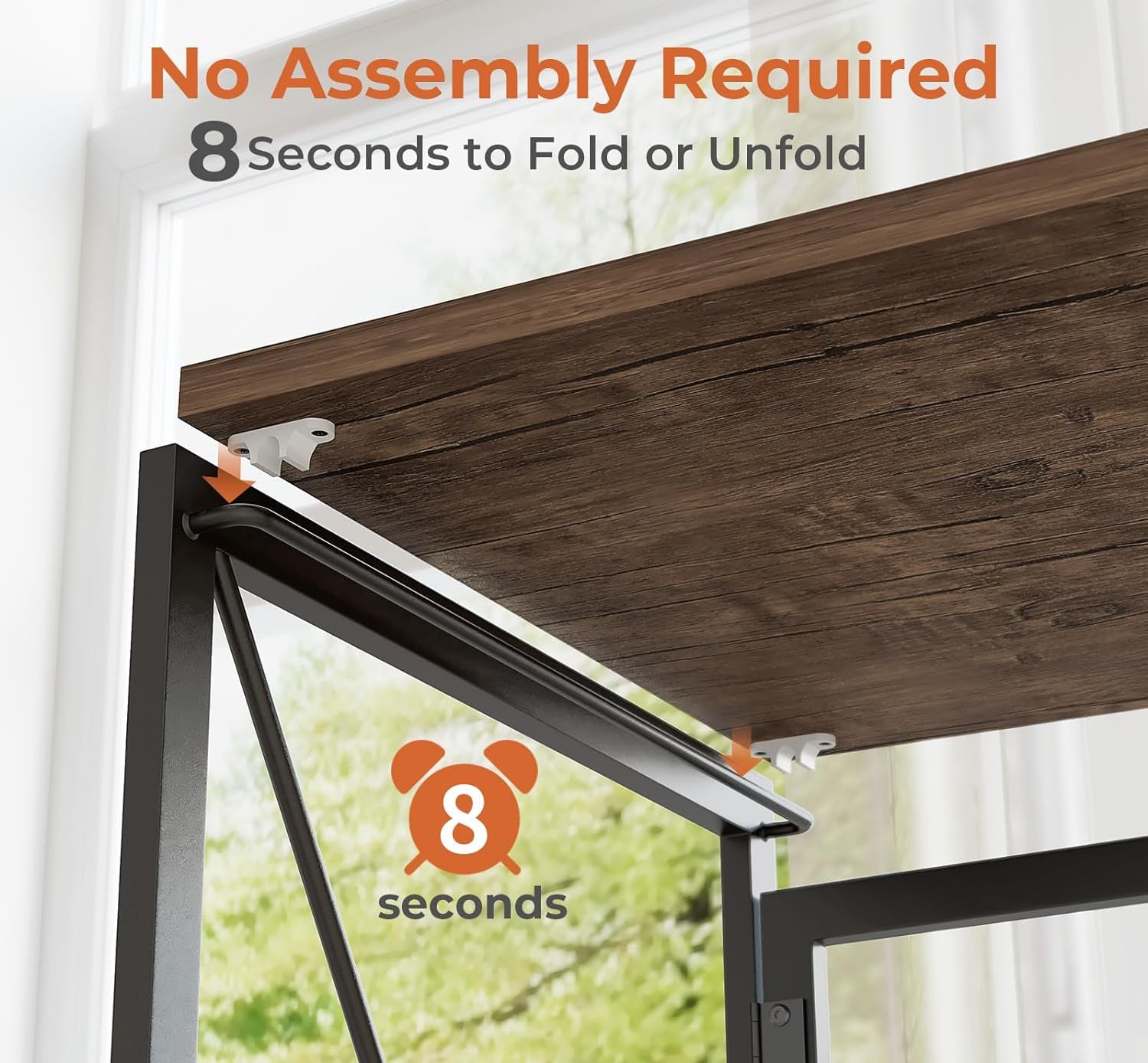 31.5 Inch Folding Desk No Assembly Required For Small Spaces Brown