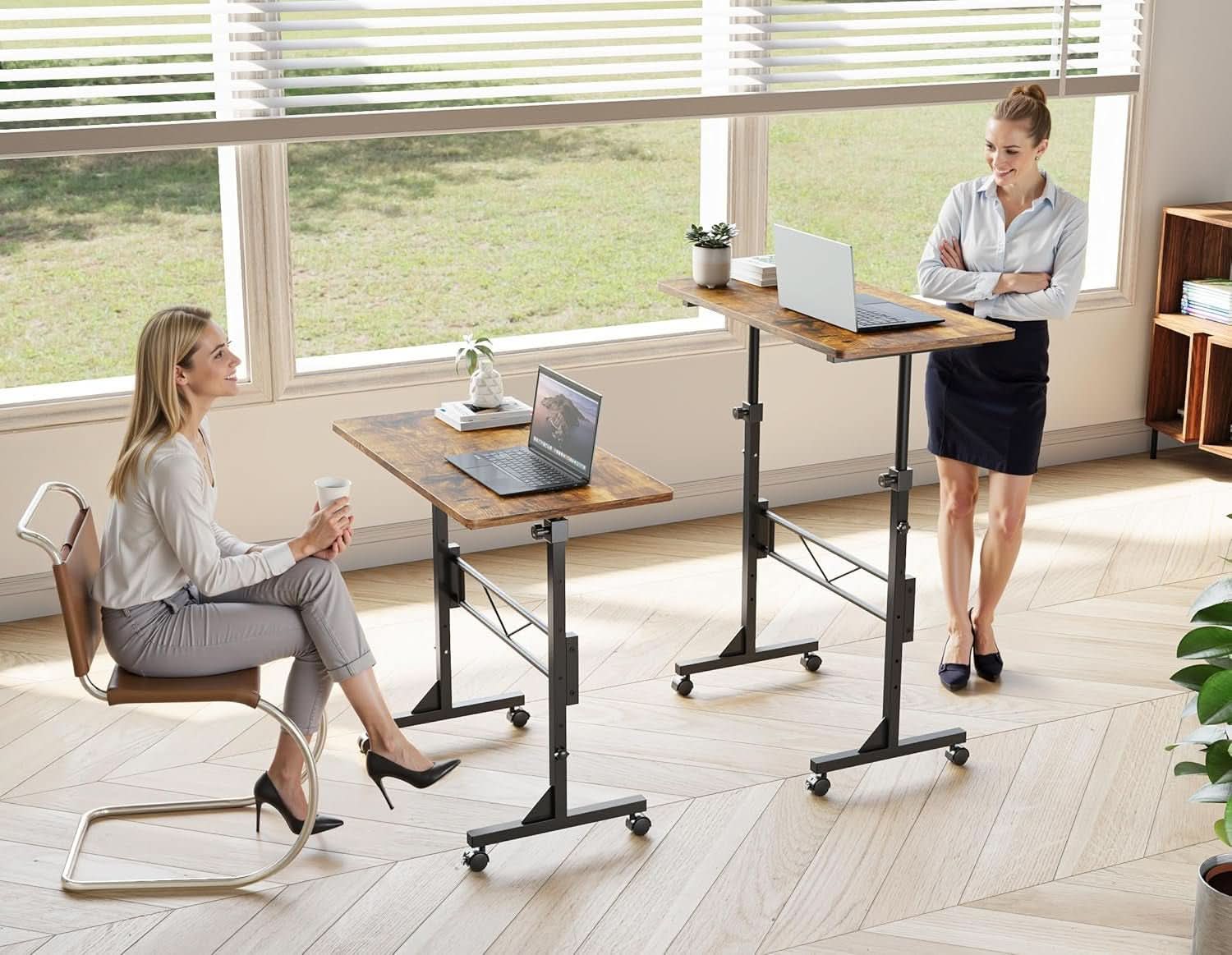 32 Inch Adjustable Standing Desk On Wheels For Home Office
