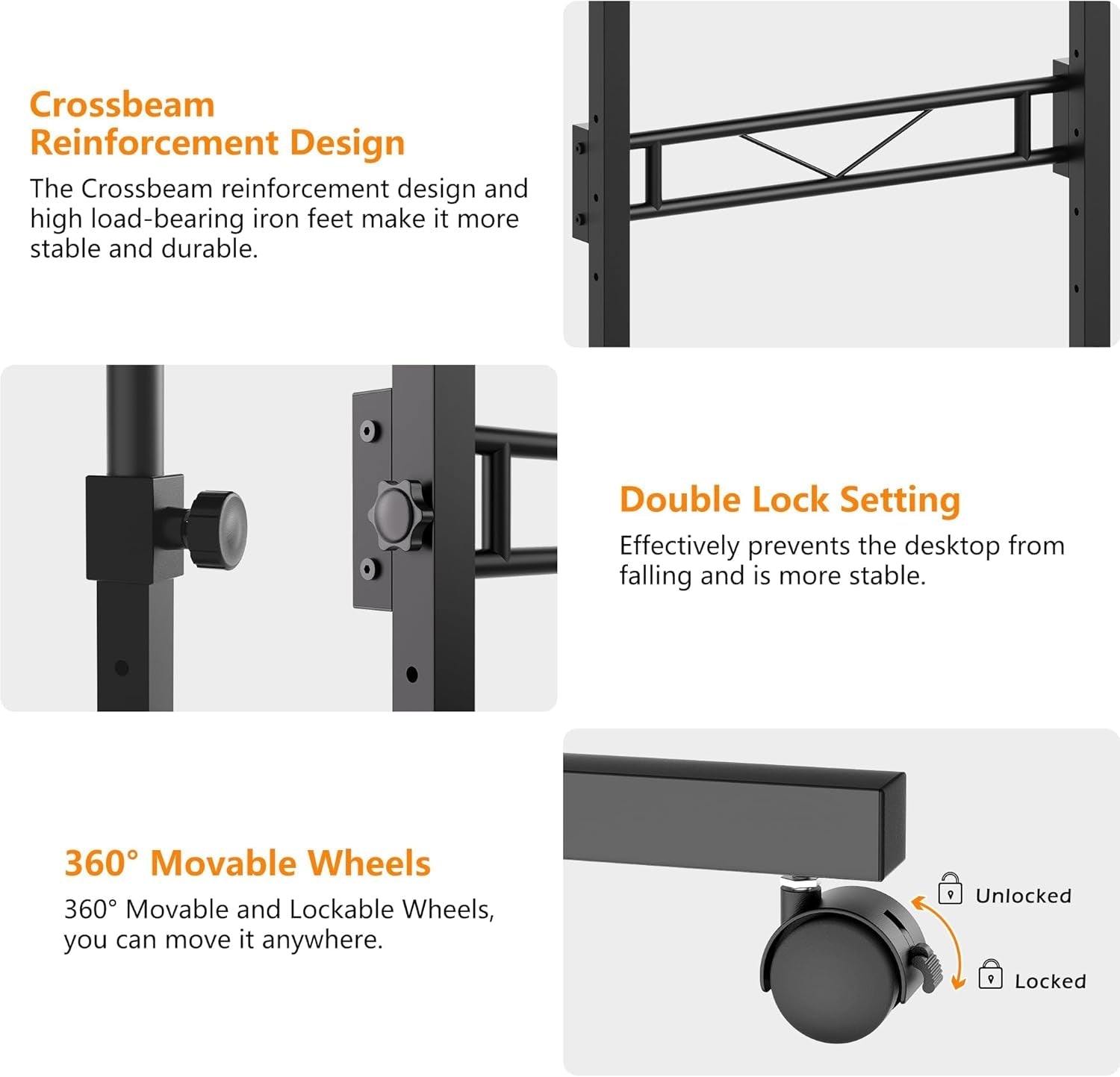 32 Inch Adjustable Standing Desk On Wheels For Home Office