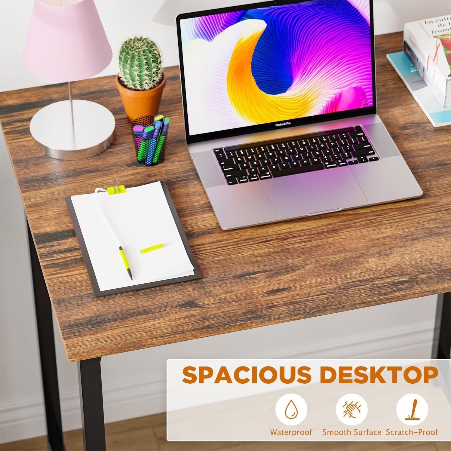 32 Inch Brown Computer Desk For Small Home Office Setup