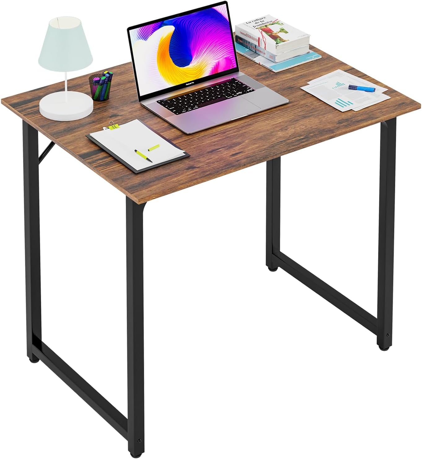 32 Inch Brown Computer Desk For Small Home Office Setup