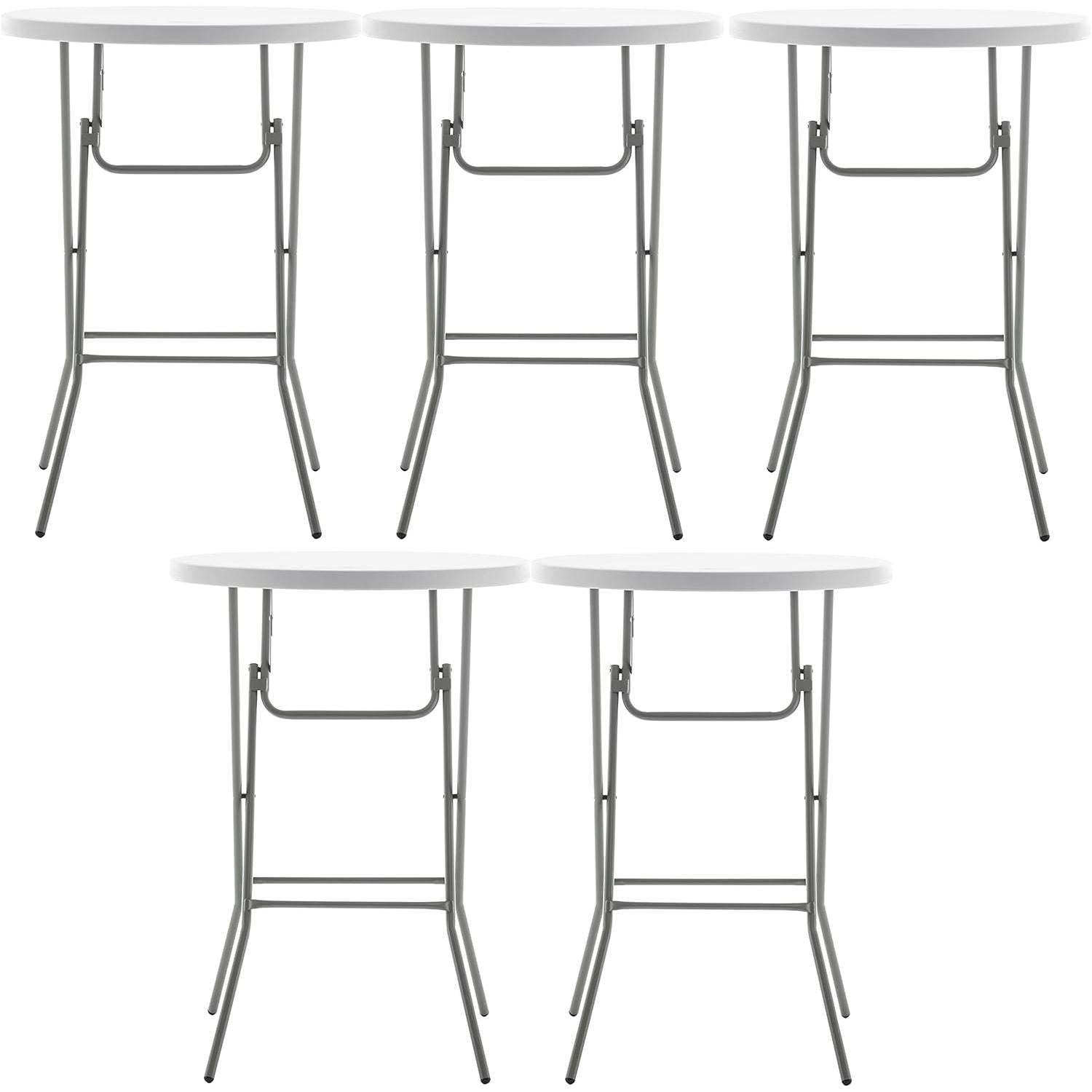 32 Inch Round Bar Height Folding Table White Portable