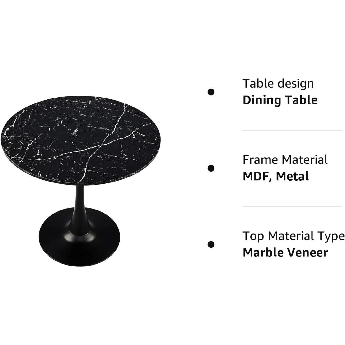 32 Inch Round Dining Table With Faux Marble Top Modern