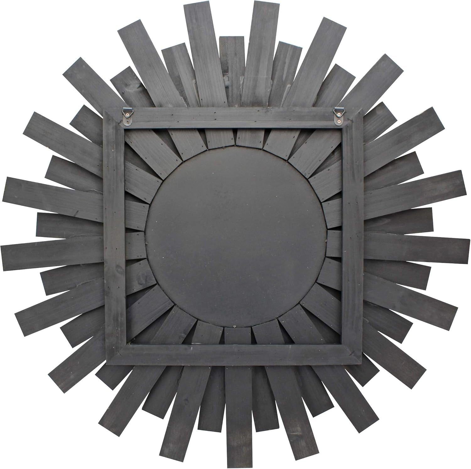 32 Inch Round Wooden Sunburst Wall Mirror Multicolor Finish