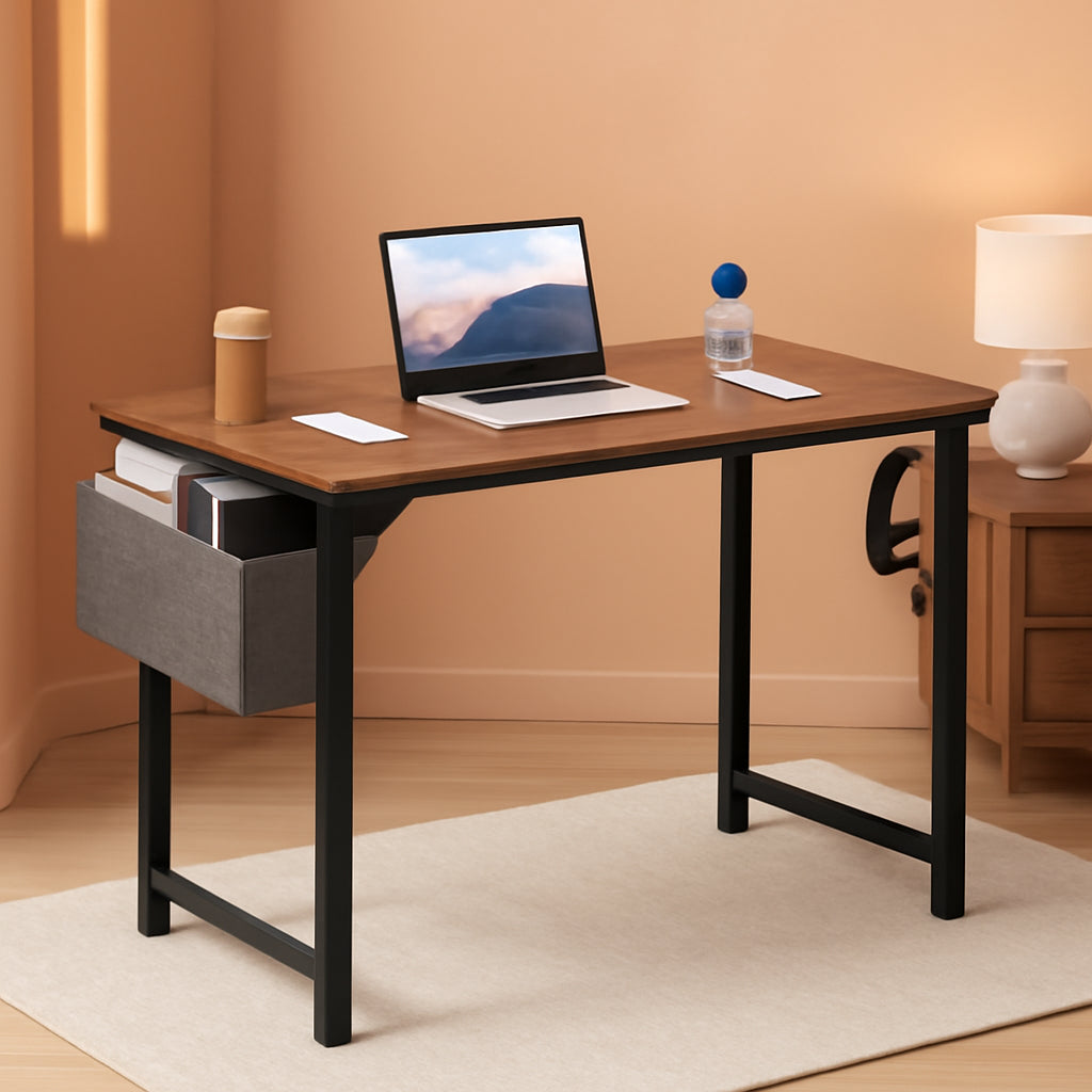32 Inch Rustic Brown Computer Desk With Storage Home Office