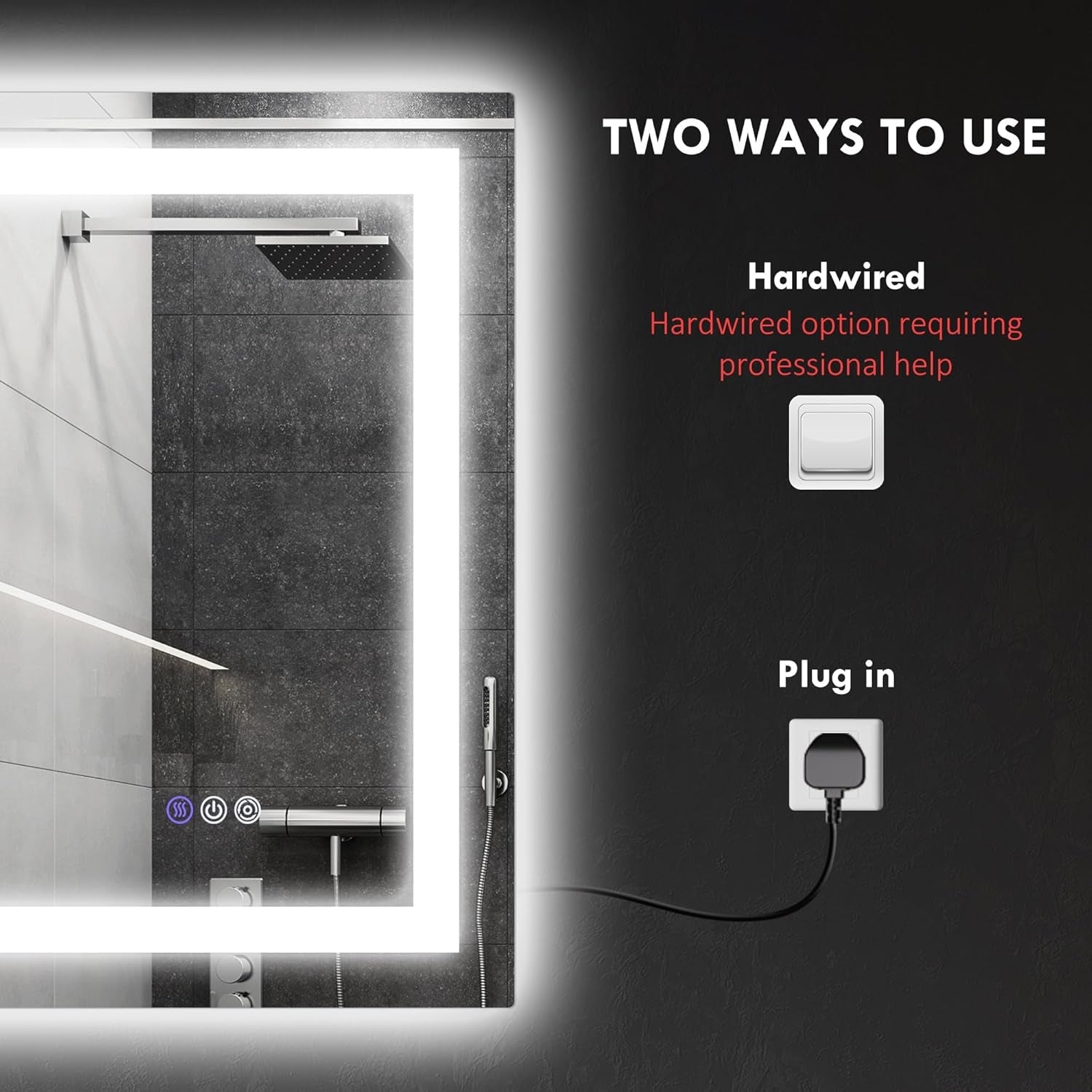 32x24 LED Bathroom Mirror With Anti Fog Dimmable Light