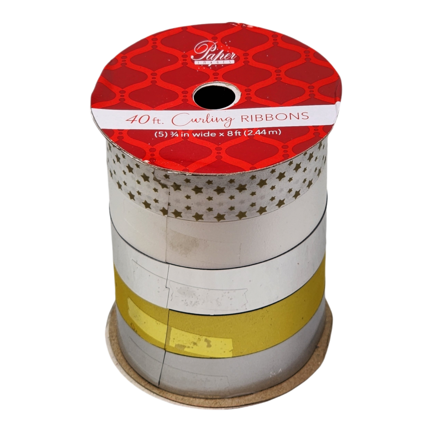 3/4 Inch Curling Ribbon - 5 Colors - 8 Feet Each - Stars/White/Silver/Yellow/Grey