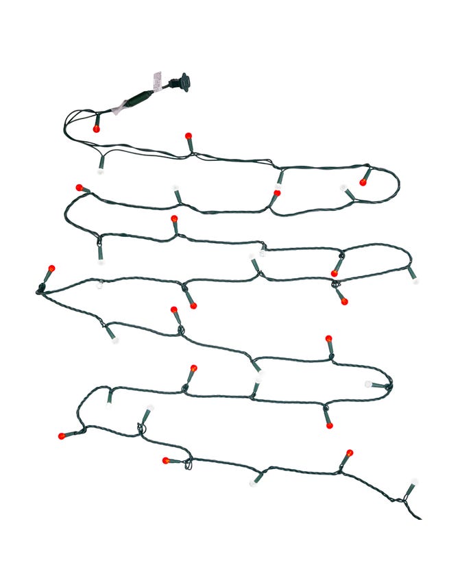 35-Light Red and White G12 Frosted Green Wire LED Light Set