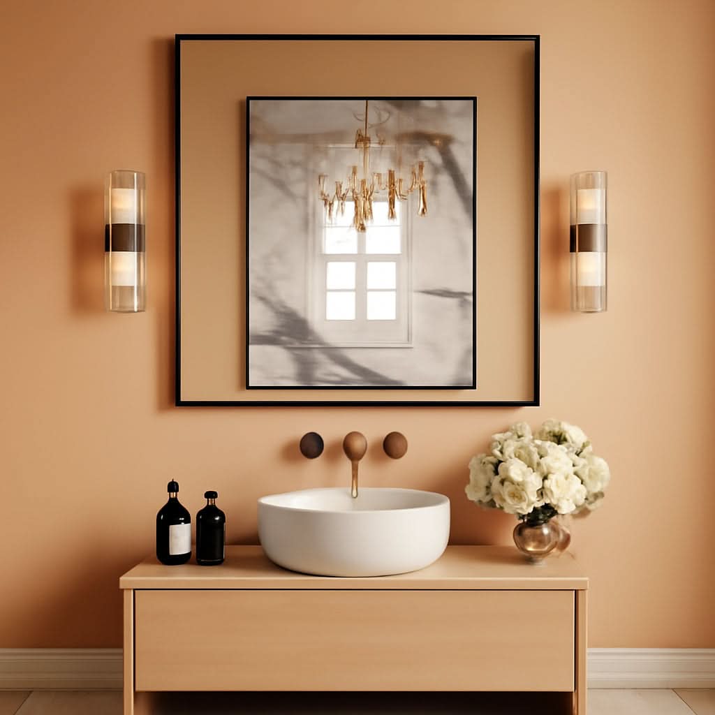 36 Inch Black Rectangle Bathroom Mirror With Tempered Glass