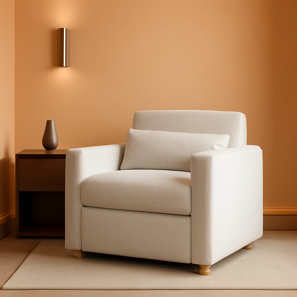 36 Inch Convertible IvoryBoucleTexture Accent Chair Dreamcoil