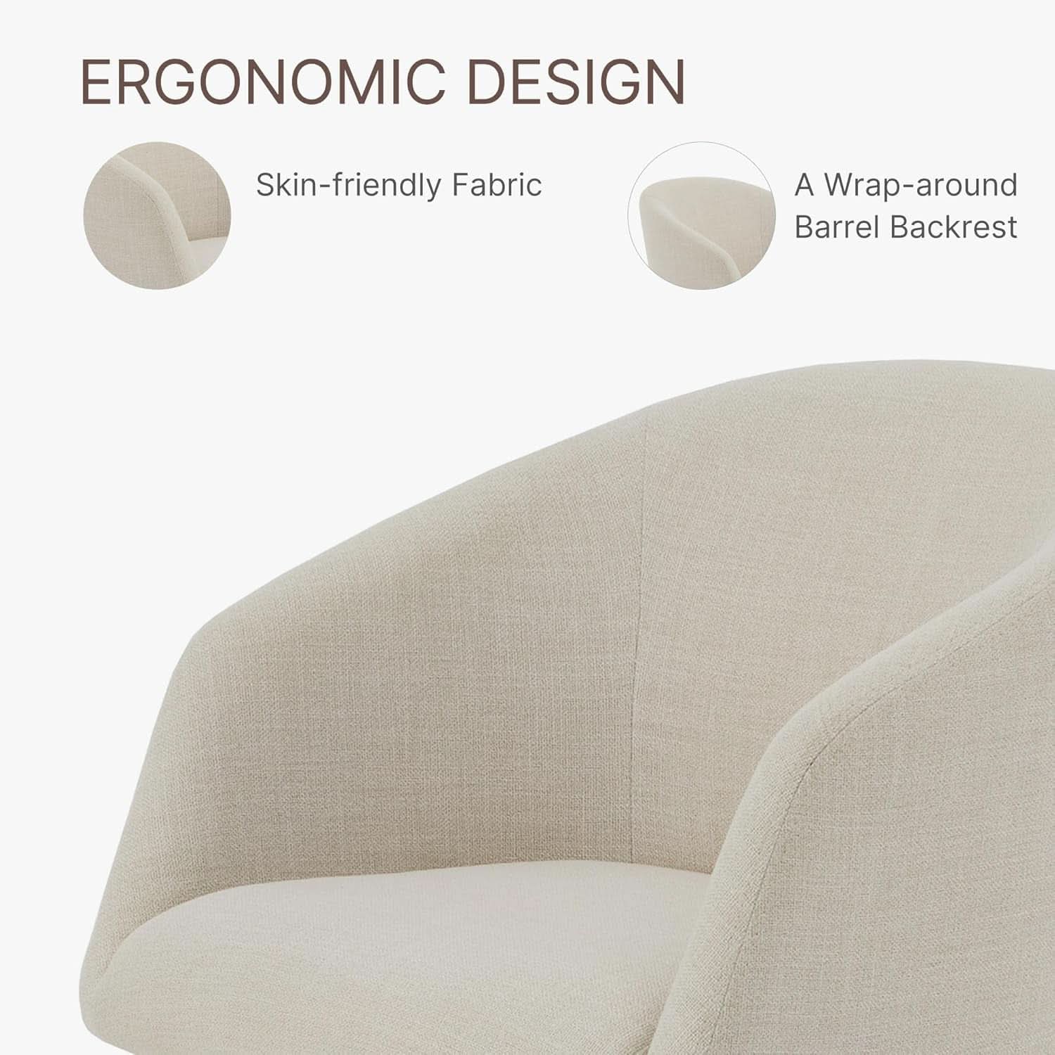 360 Degree Modern Swivel Linen Dining Chairs Set Of 4
