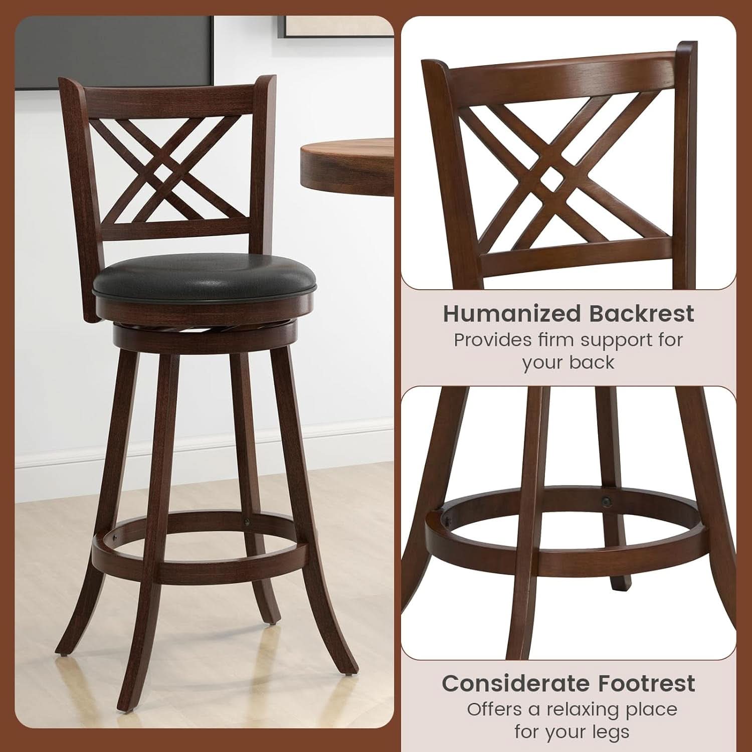 360 Degree Swivel Bar Stools Set of Two