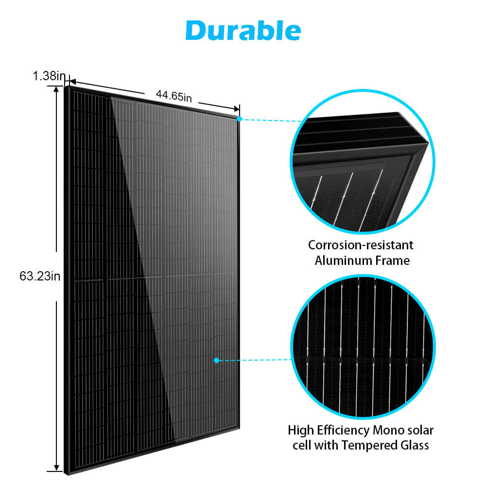 370W MONO BLACK PERC SOLAR PANEL FULL PALLET (32 PANELS)UL 61730