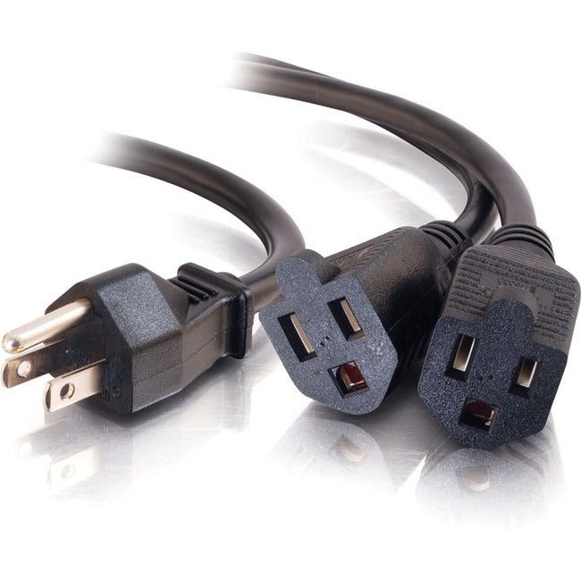 3Ft 16 Awg 1-To-2 Power Cord Splitter (1 Nema 5-15P To 2 Nema 5-15R)