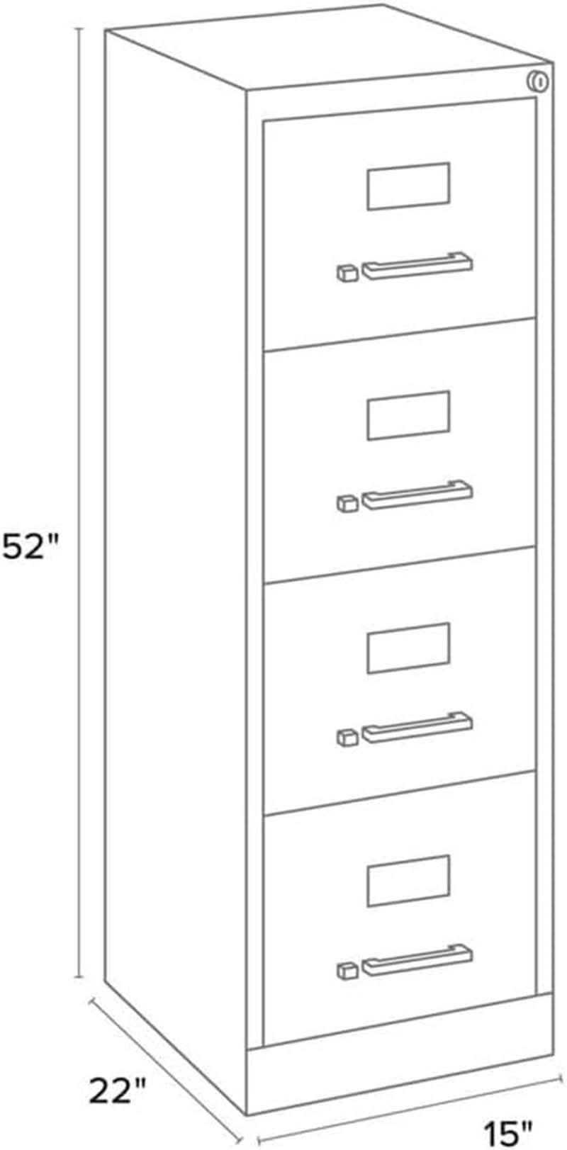 4 Drawer Vertical File Cabinet With Lock 22 Deep Black