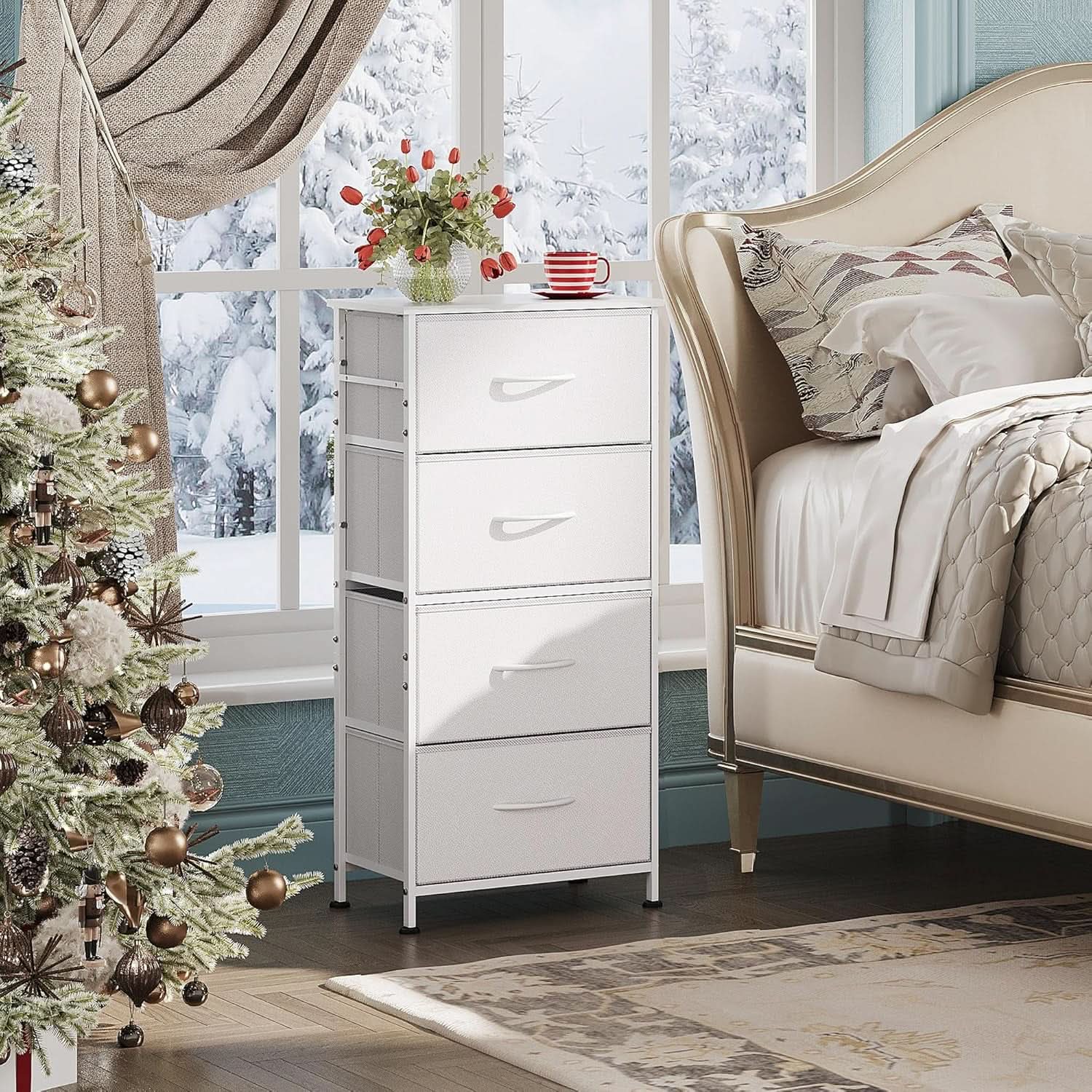 4 Drawer White Dresser For Bedroom Storage Tower Unit