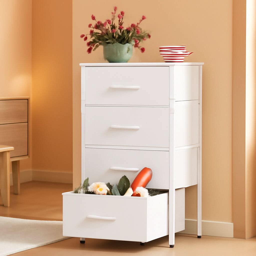 4 Drawer White Dresser For Bedroom Storage Tower Unit