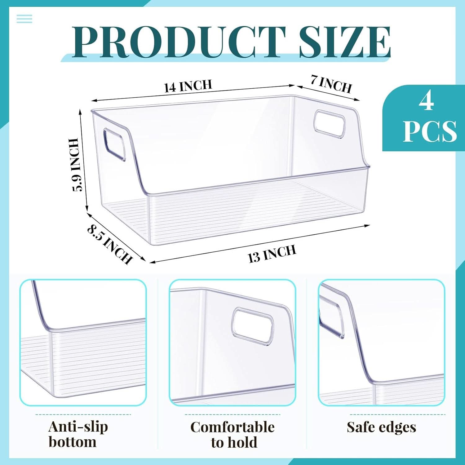 4 Pack Clear Large Book Display Case 13 X 8.5 X 5.9 Inch Stackable With Handle