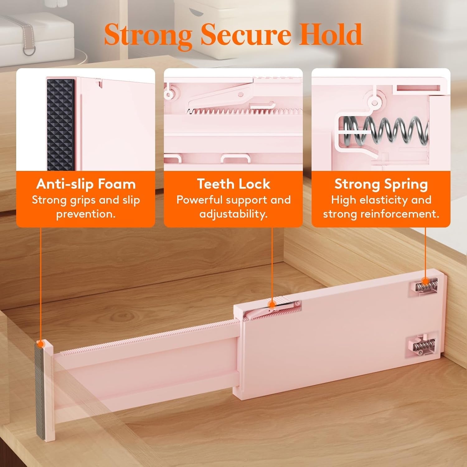 4 Pack Drawer Dividers 4 High Adjustable 11 to 17 Pink