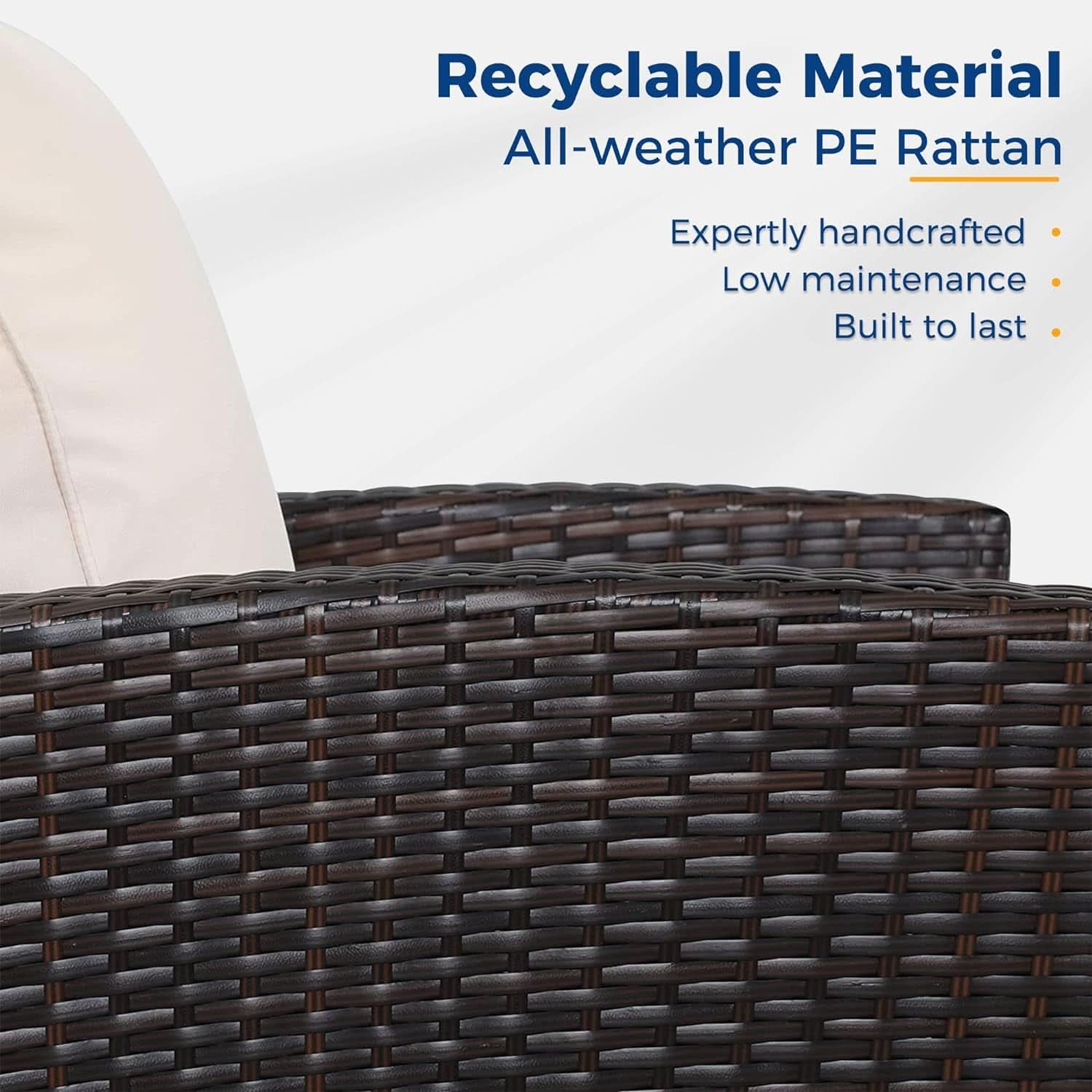 4 Piece Outdoor Wicker Patio Furniture Set Brown Cushions