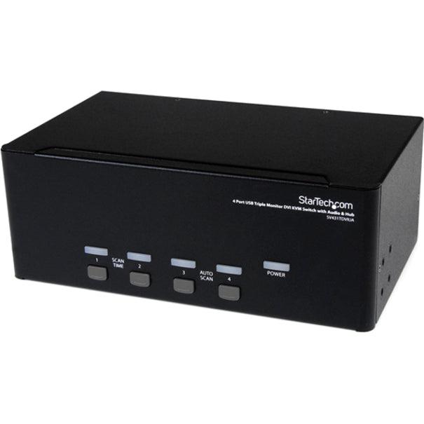 4 Port Triple Monitor DVI USB KVM Switch with Audio & USB 2.0 Hub SV431TDVIUA