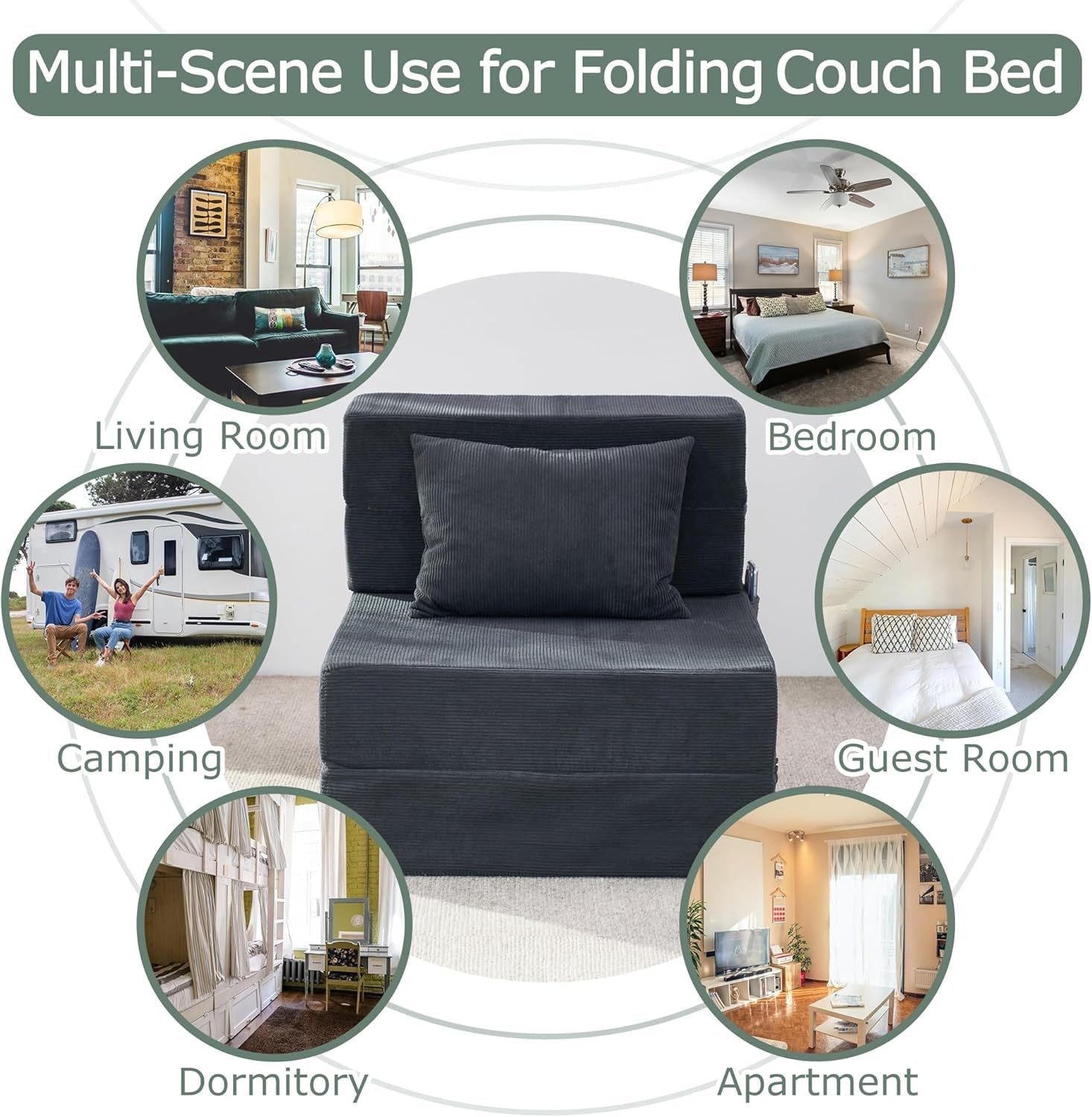 4 in 1 Folding Sofa Bed with Memory Foam Comfort