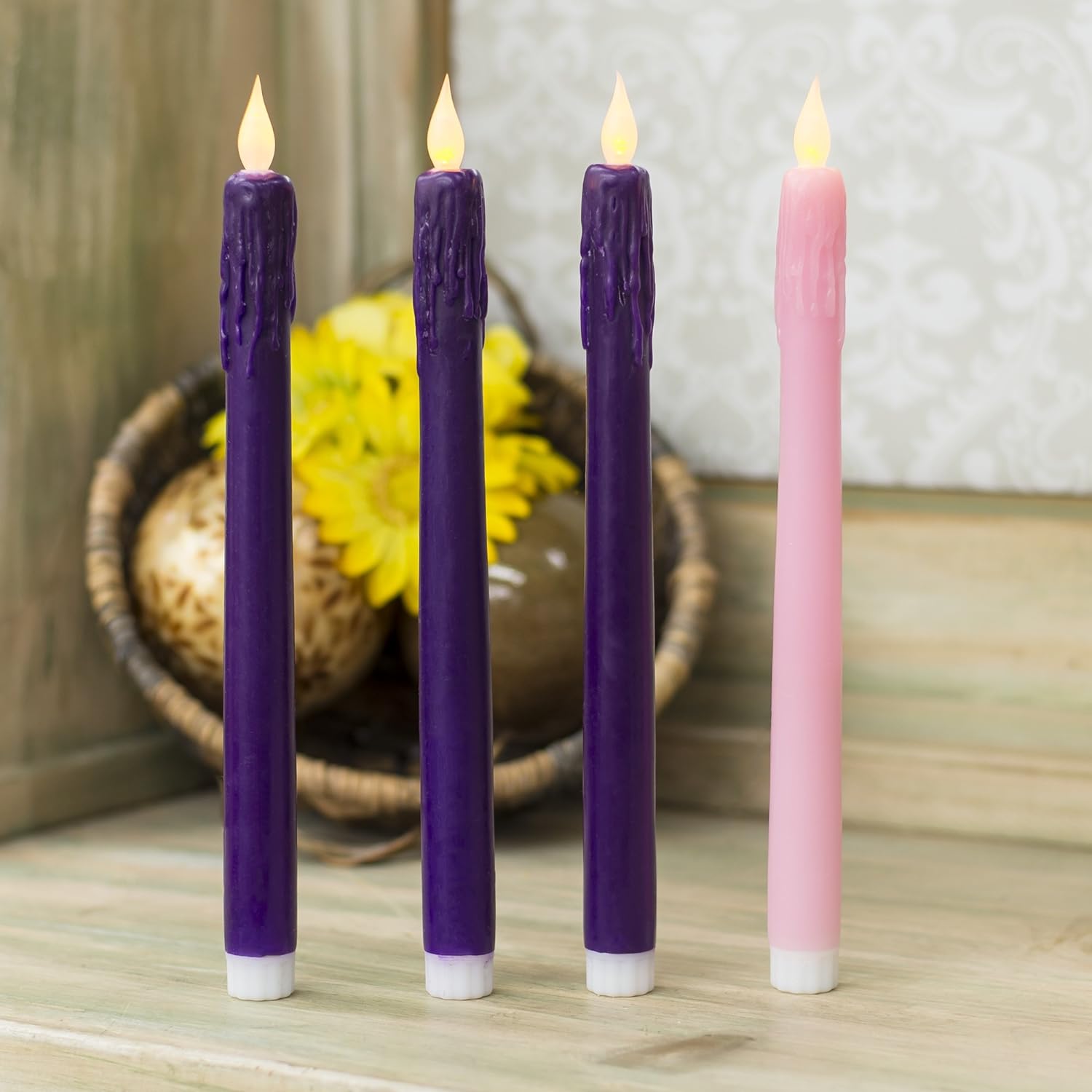 4-piece LED Advent Candle Set - 10 Inch