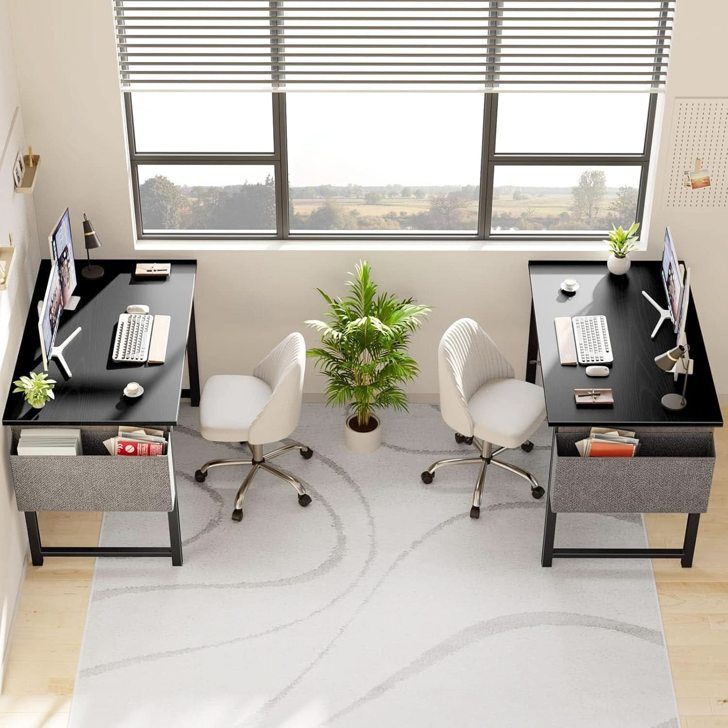 40 Inch Computer Desk With Storage Hooks For Home Office