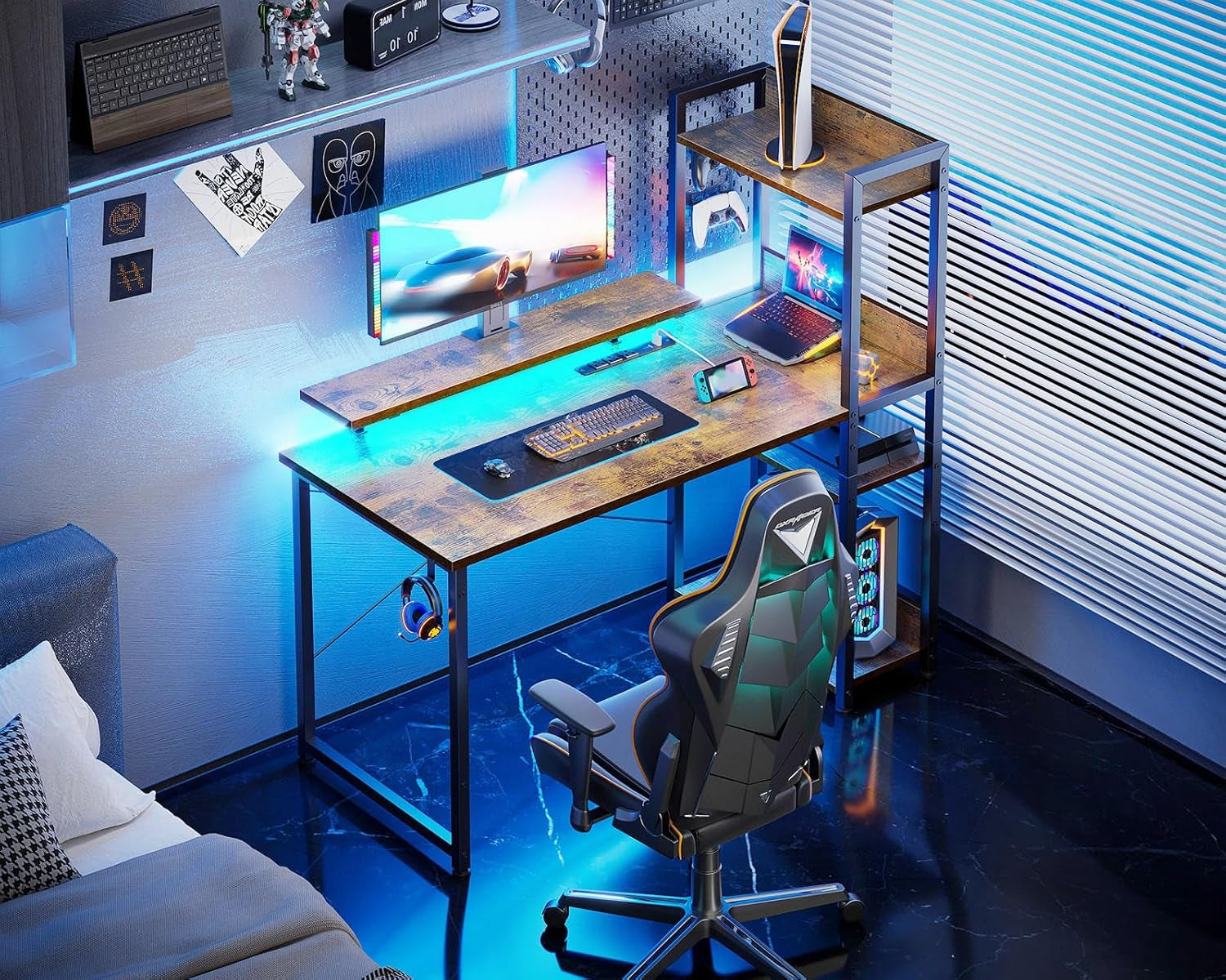 40 Inch Gaming Desk With USB Ports And Monitor Stand