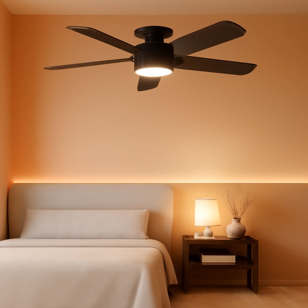 42 Inch Black Ceiling Fan With Light And Remote Dimmable