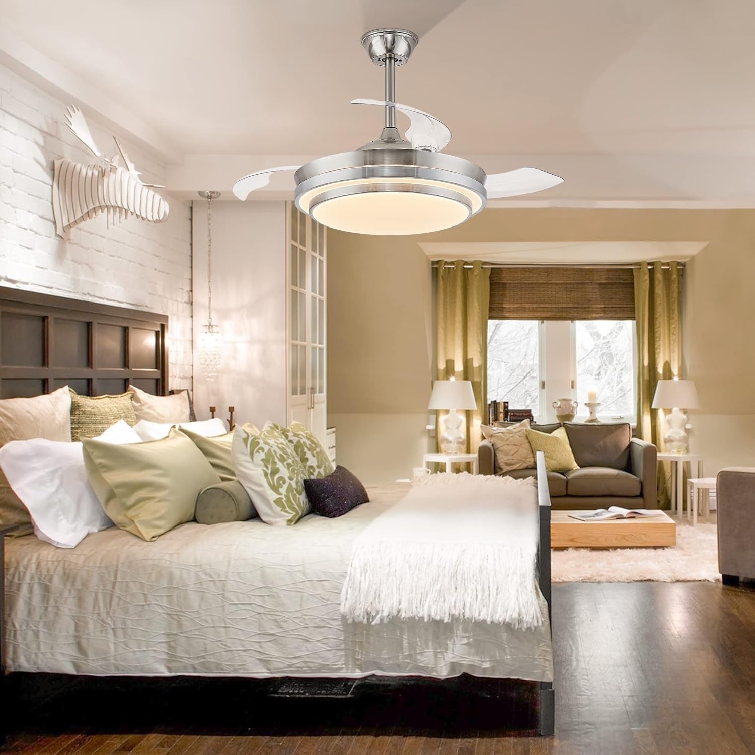 42 Inch Ceiling Fan With Dimmable Lighting And Remote Control
