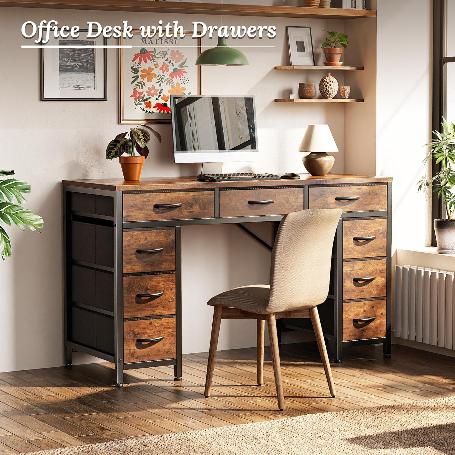 47 Inch Office Desk With USB Charging Outlets For Home Office