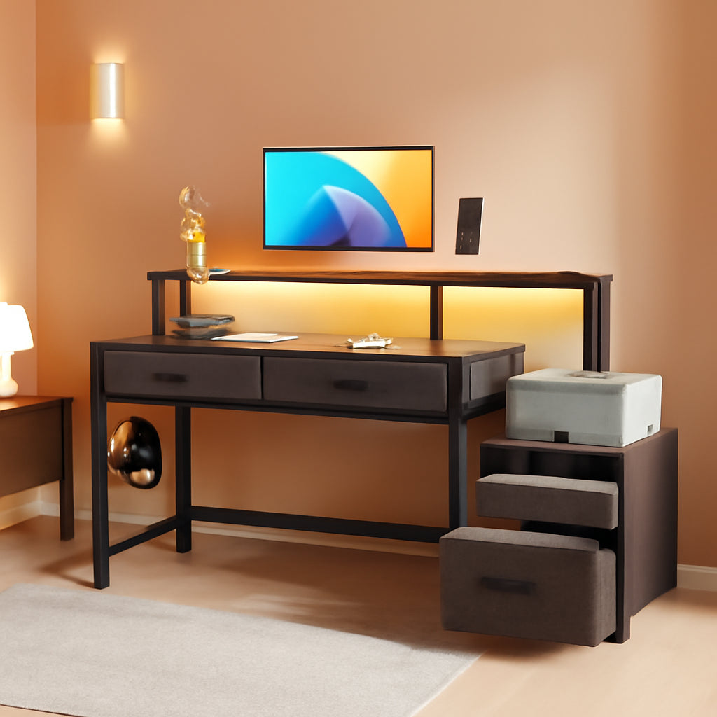 48 Inch Oak Grey Computer Desk For Home Office Study