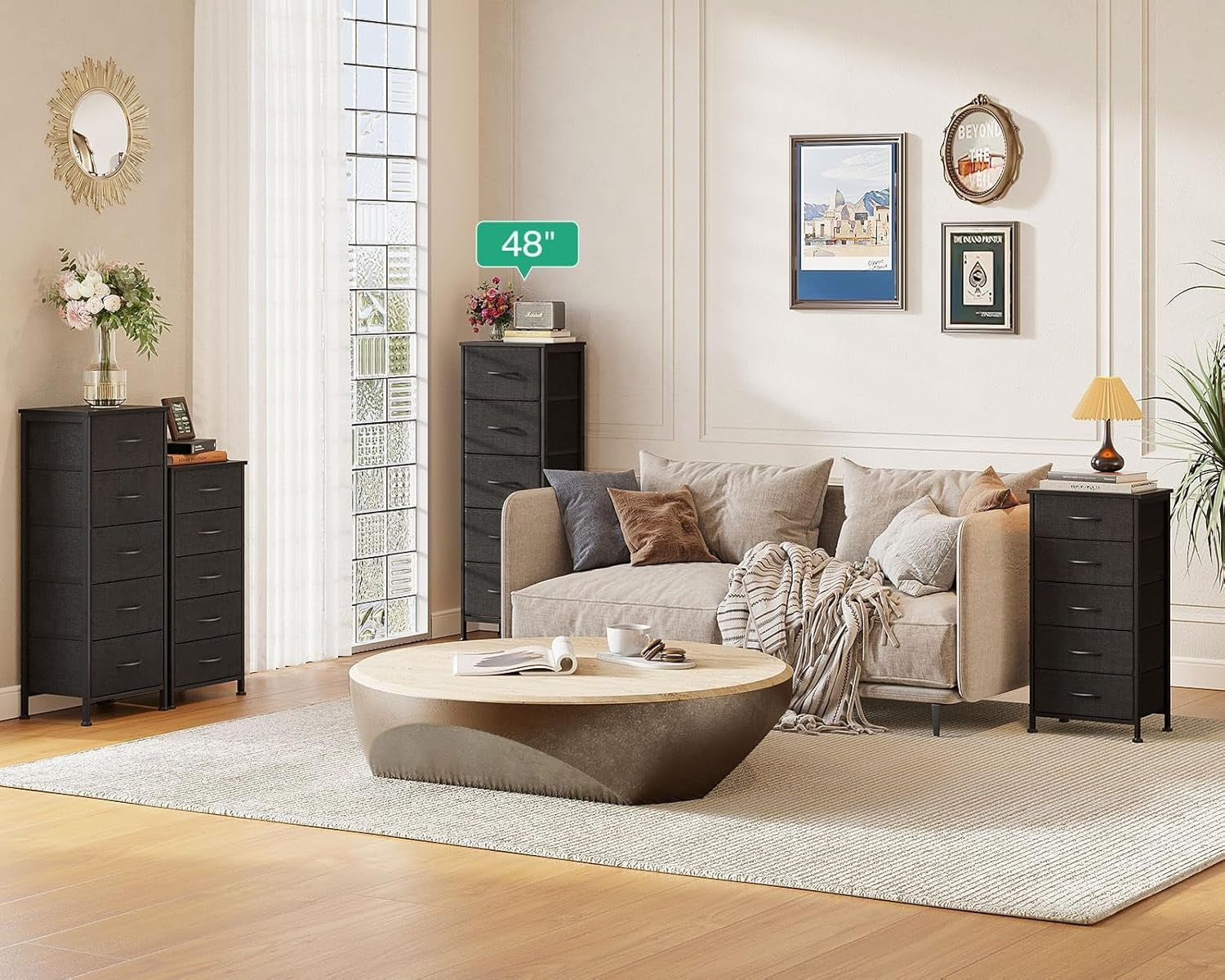 48 Inch Tall Dresser With 5 Drawers Black Metal Frame