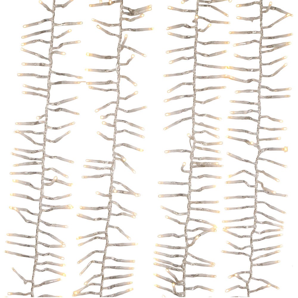 480-Light Fairy Warm White LED Clear Wire Connectable Cluster Garland