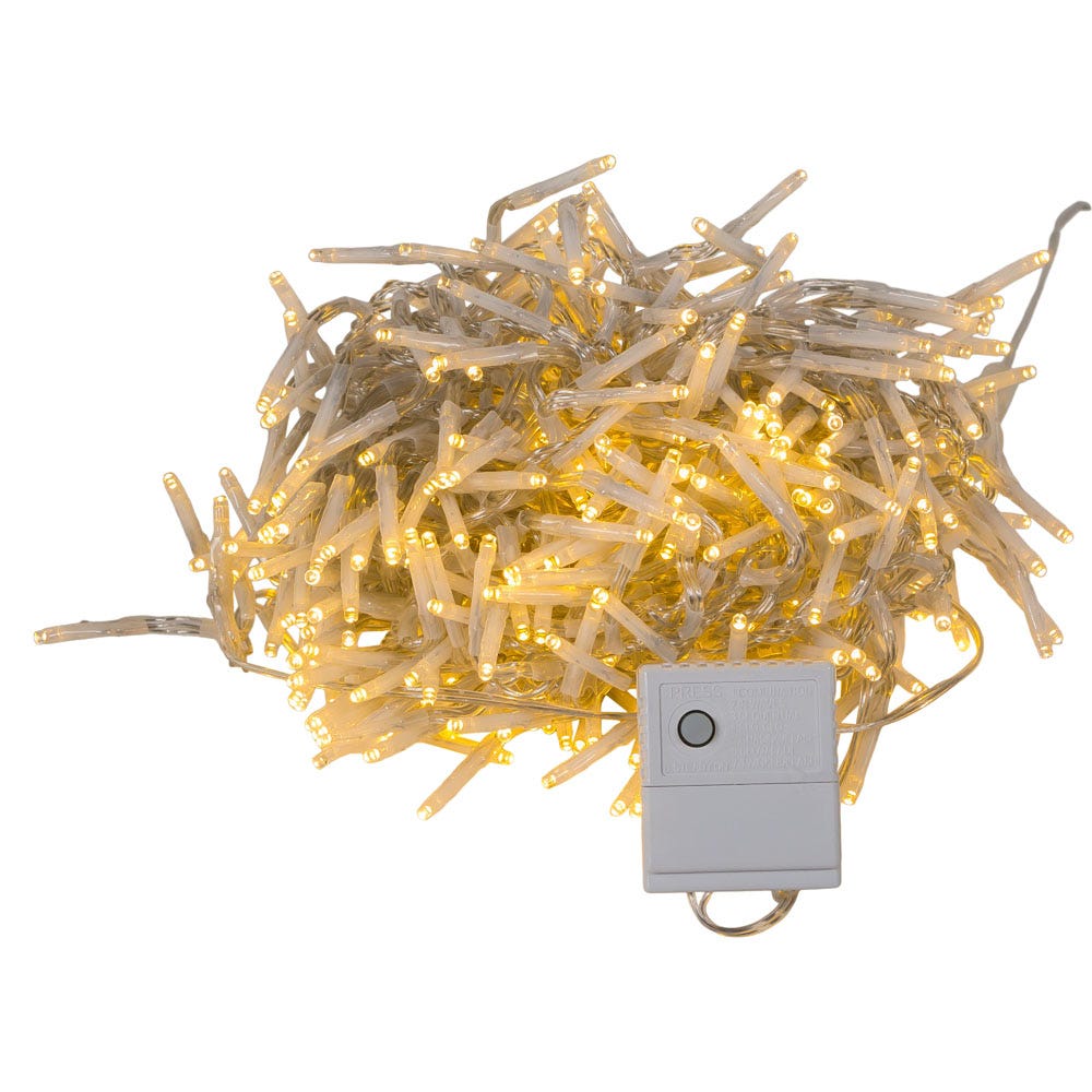 480-Light Fairy Warm White LED Clear Wire Connectable Cluster Garland