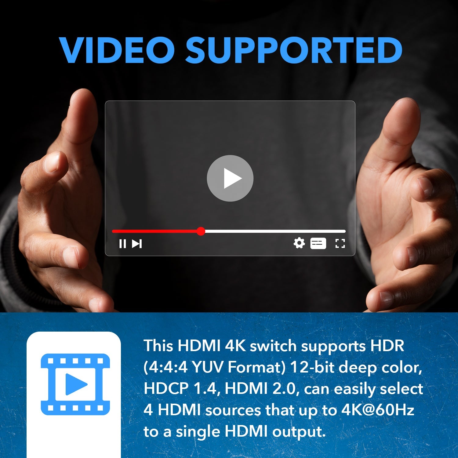 4K HDMI 2.0 4x1 HDMI Switch With Audio Extractor ARC (UHDS-401A-O)