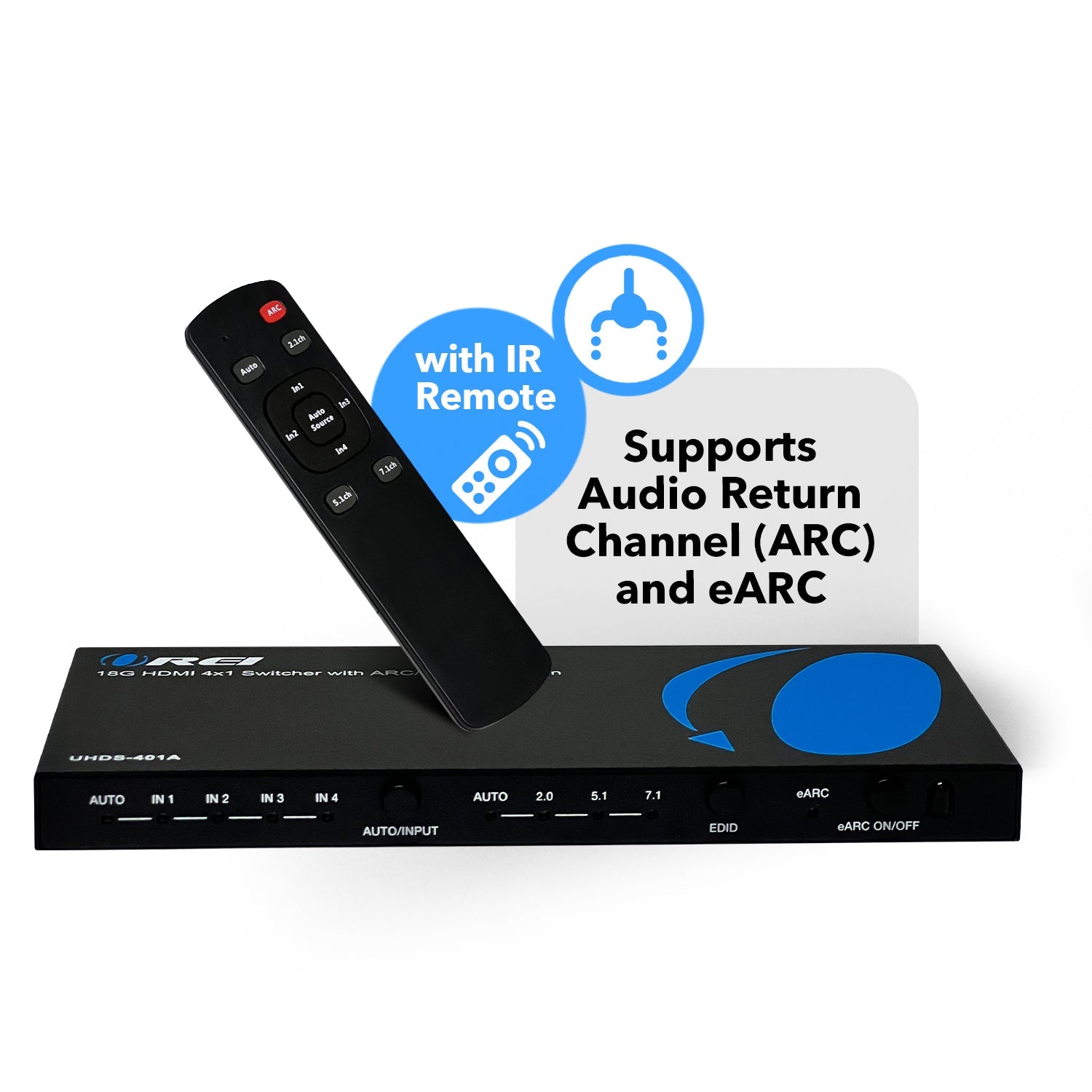 4K HDMI 2.0 4x1 HDMI Switch With Audio Extractor ARC (UHDS-401A-O)