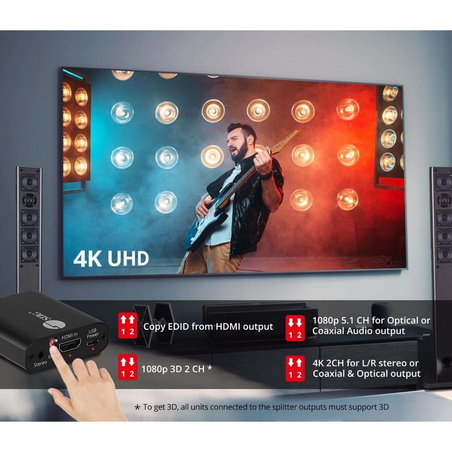 4K HDMI Audio Extractor Converter - Toslink Optical & Analog Stereo | Tecisoft CE-H26Q11-S1