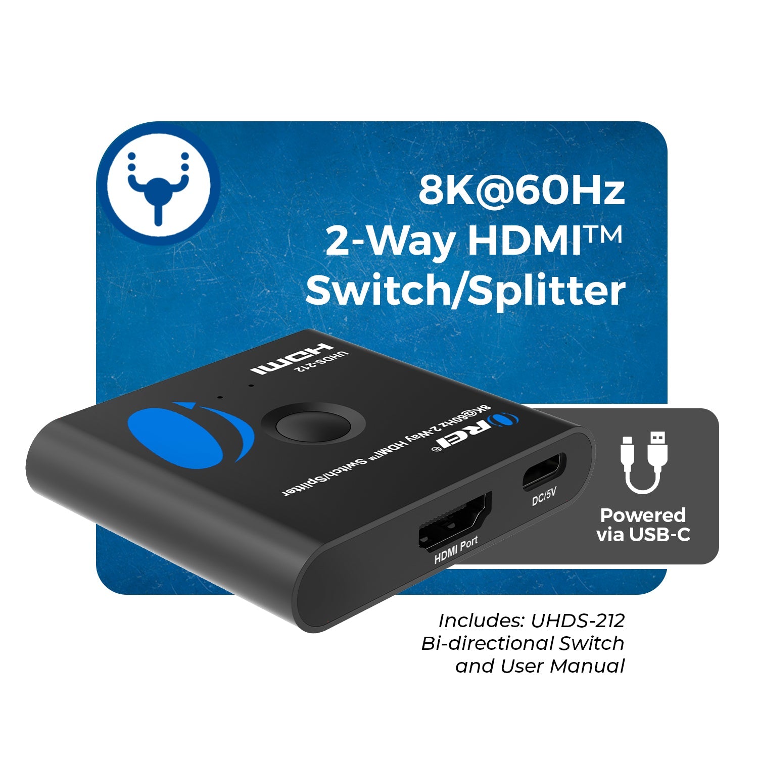 4K HDMI Bi-direction 1x2 Splitter, 2x1 Switch v2.0 4Kx2K@60Hz (UHDS-212)