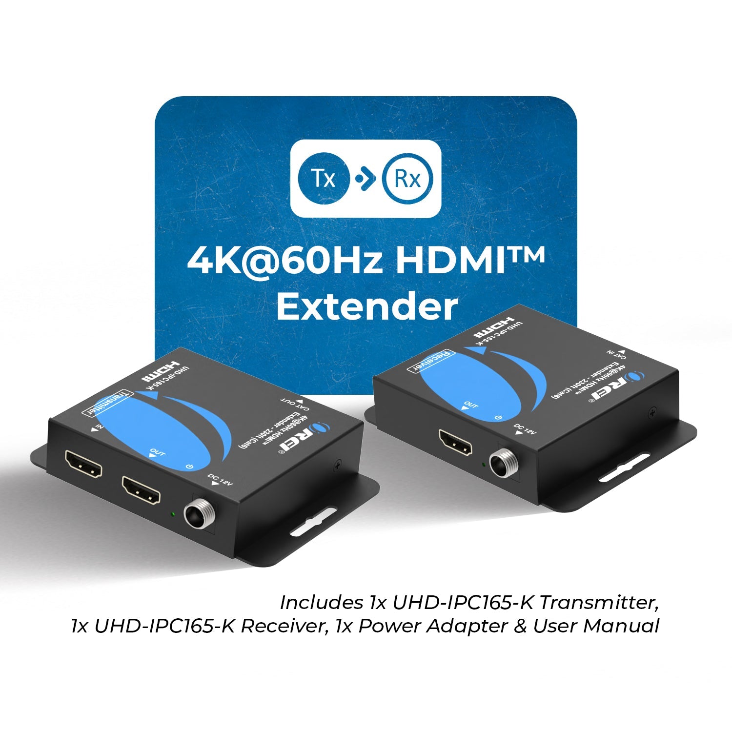 4K HDMI Extender Balun by OREI Upto 165 Feet - UltraHD 4K @ 60Hz 4:4:4 Over Single CAT6/7 (UHD-IPC165-K)