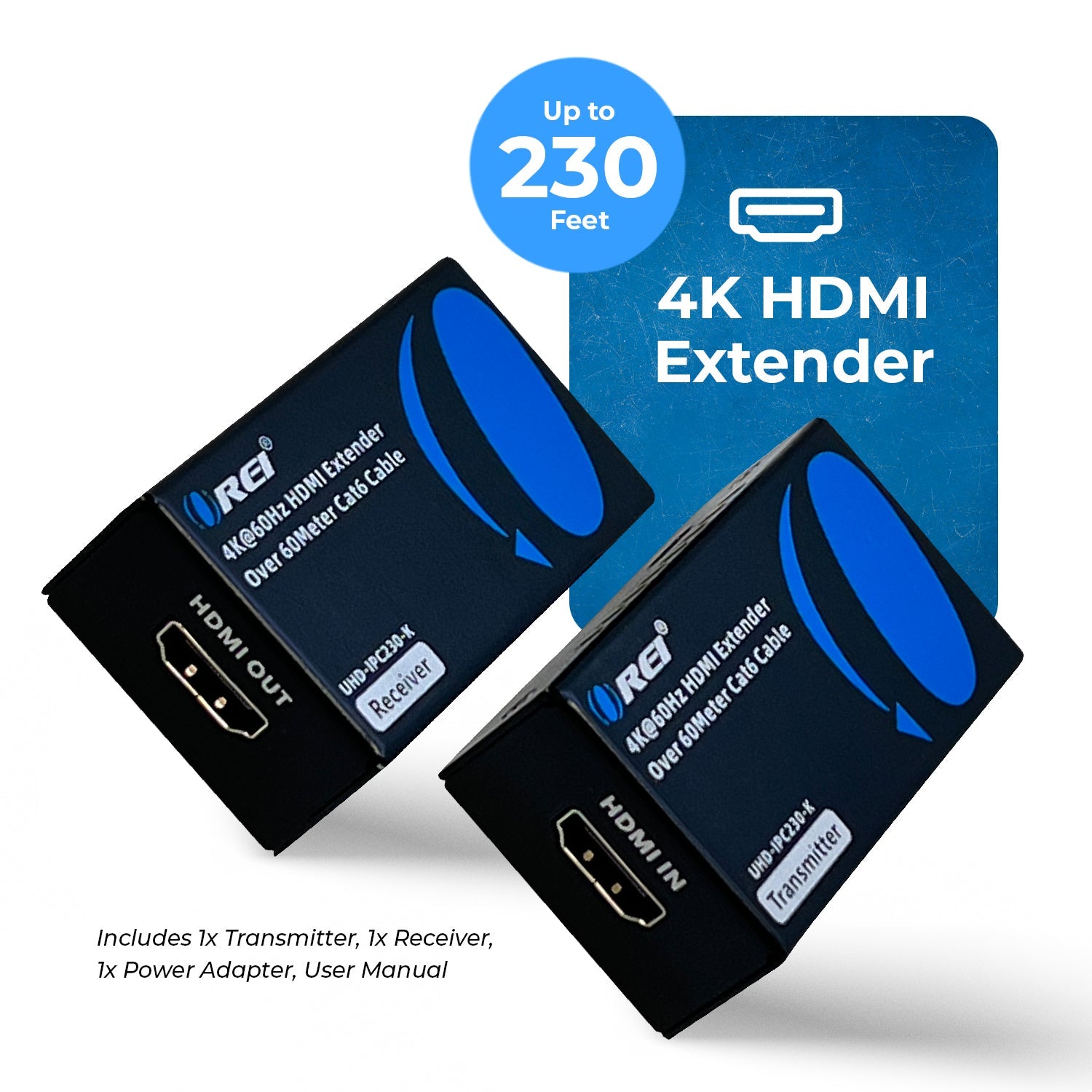 4K HDMI Extender Over CAT6/7 -230 ft -IR Blaster & Audio Extraction (UHD-IPC230-K)