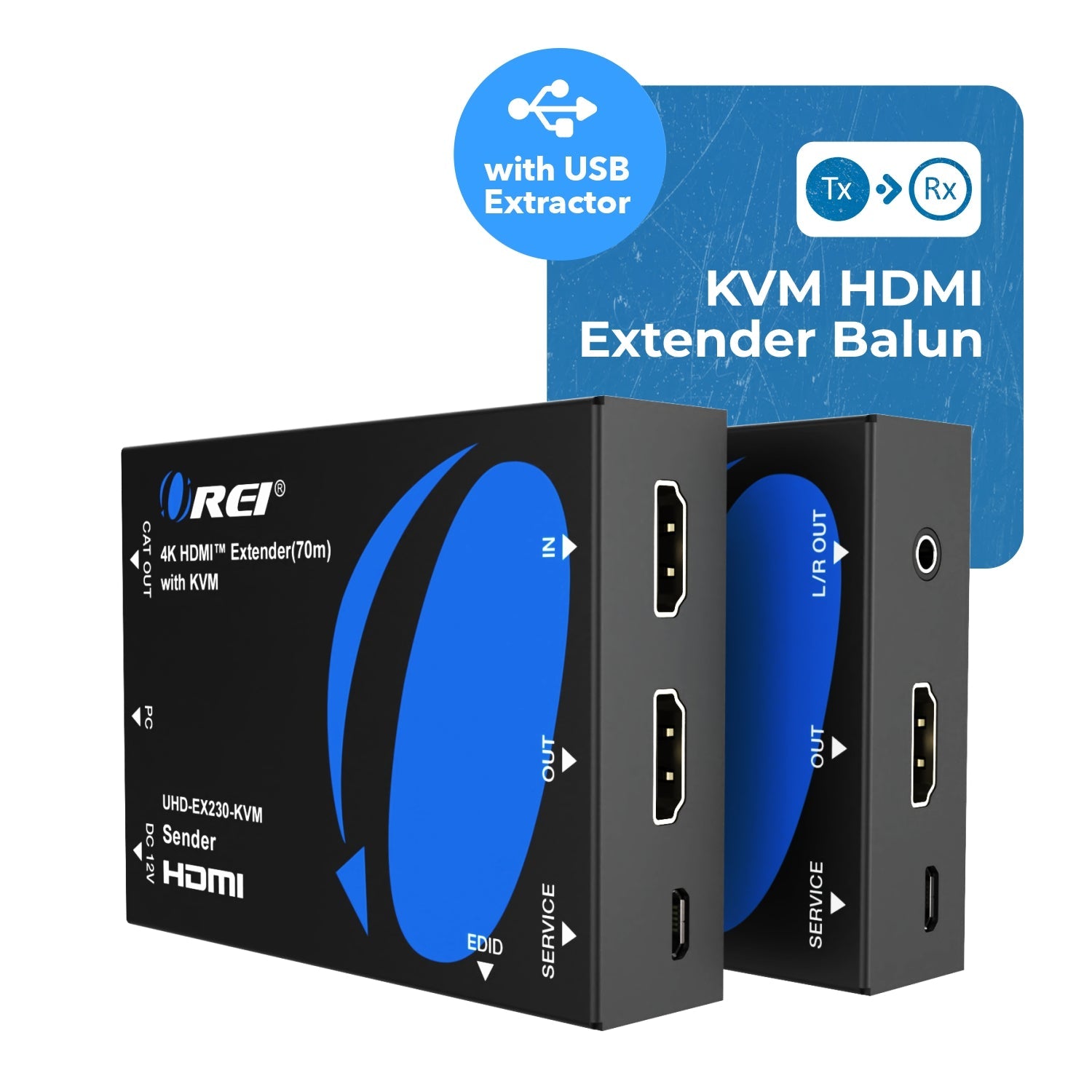 4K HDMI Extender Over CAT6/7 With KVM & HDMI Loop-Out 4K@60Hz Up To 230 Ft (UHD-EX230-KVM)