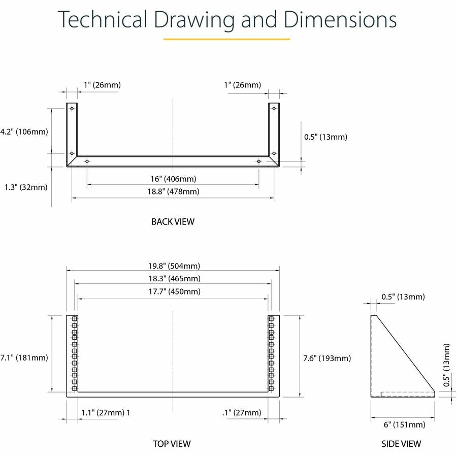 4U Wall Mount Rack Bracket - Vertical 19 Inch Equipment Mount | StarTech RK419WALLV