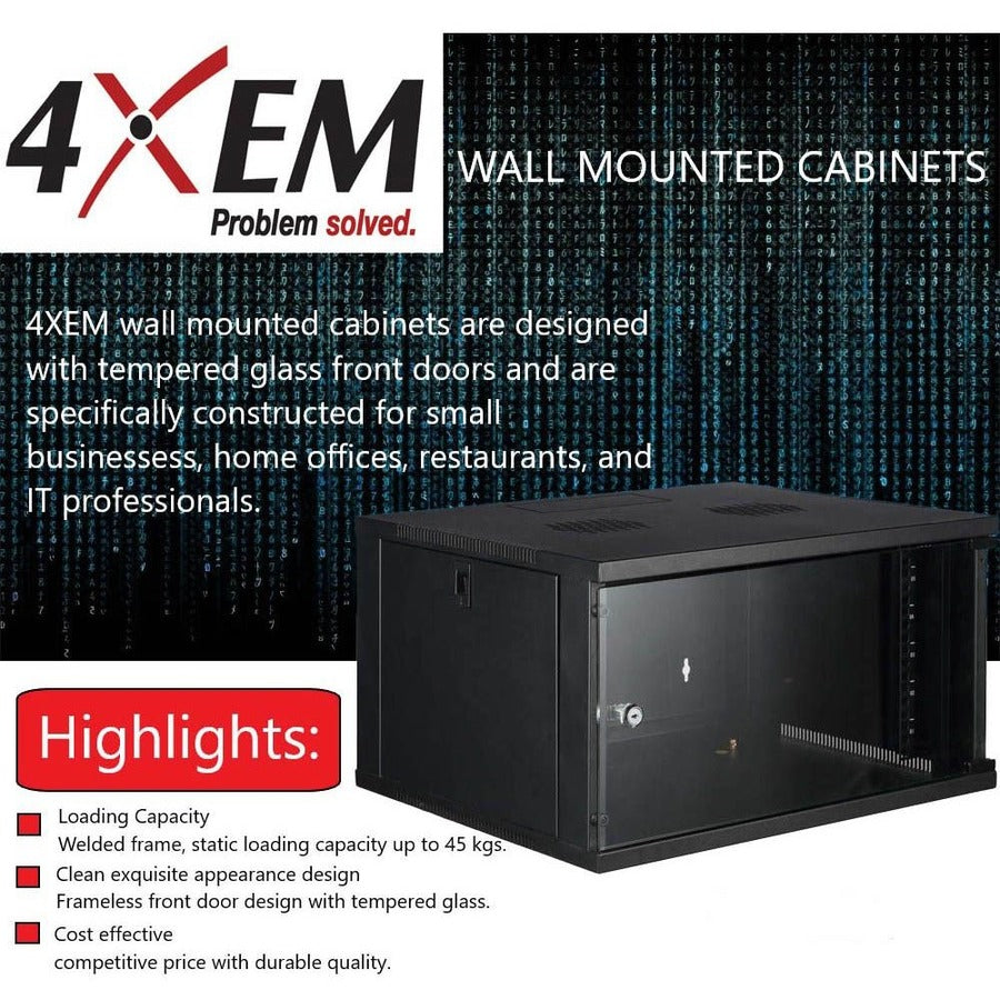 4XEM 12U 24" Deep Wall Mount Server Rack